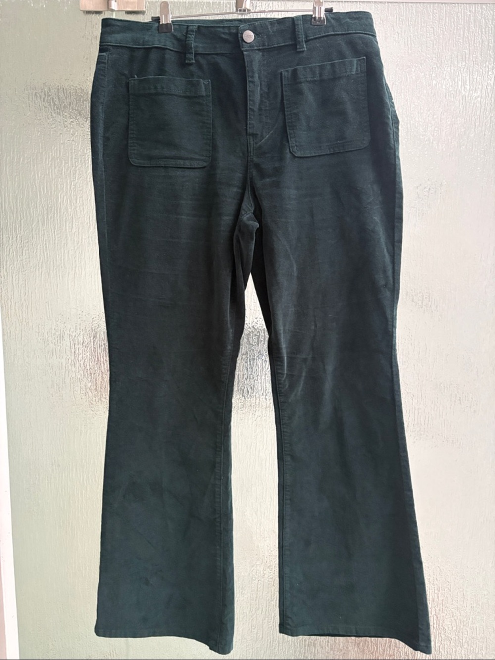 Jones & Co Dark Green velvet pants size 14 wide leg like new